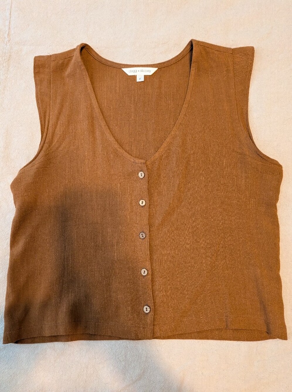 Dagg & Stacey Thistle Button-Up Top | Toffee Brown | Linen Blend